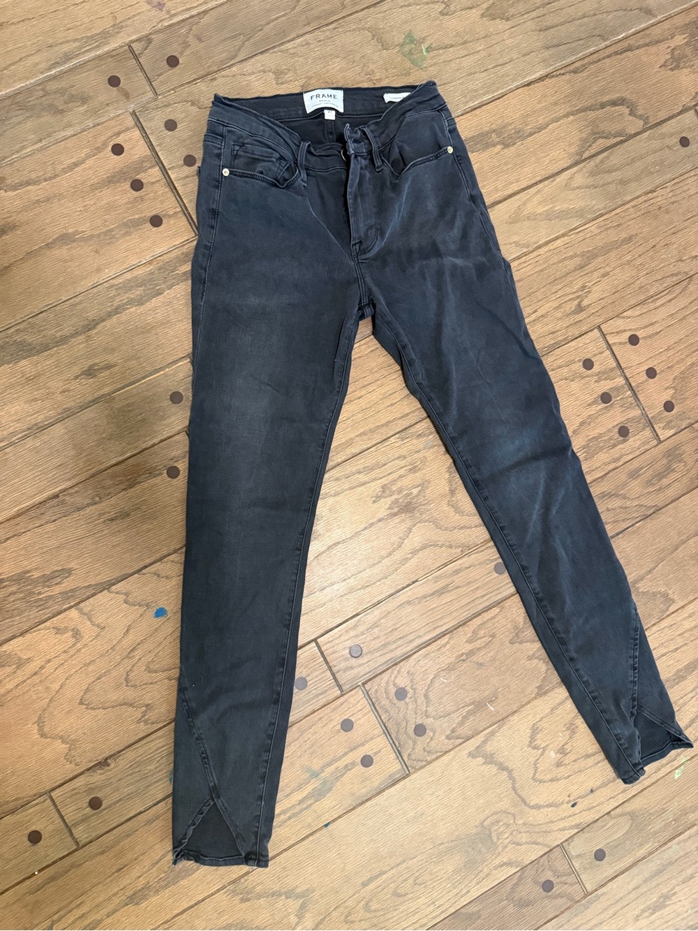 Frame Denim Washed Black Ankle Crop Jeans